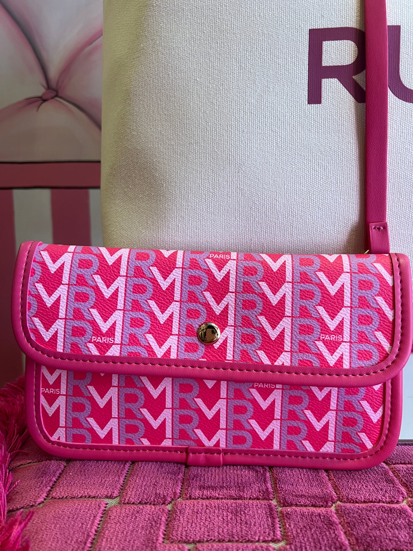 Rue Madam -50% di sconto shopping monogramma fucsia su tela panna