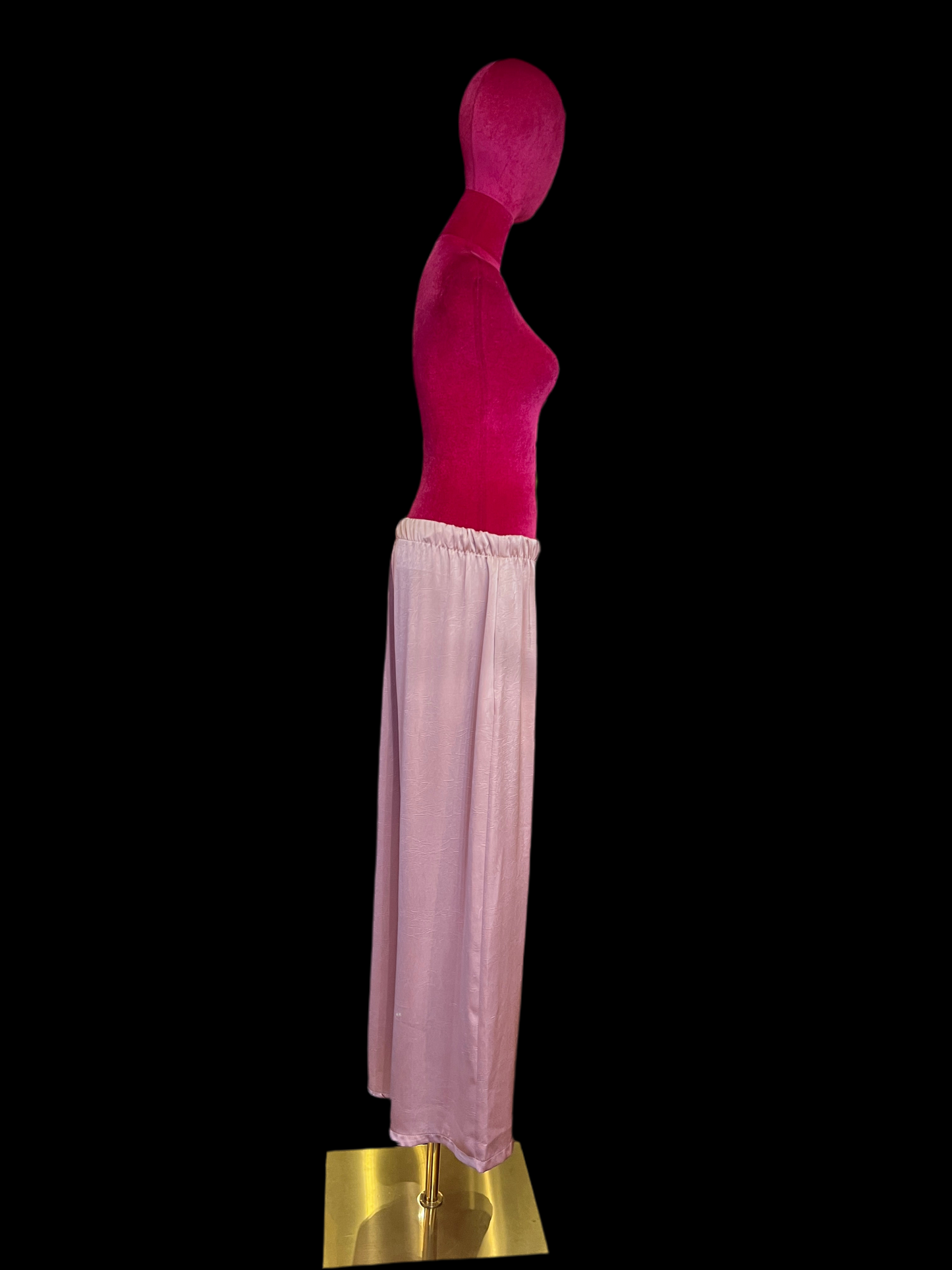 The room pantalone a palazzo effetto stropicciato rosa antico con elastico e laccetto