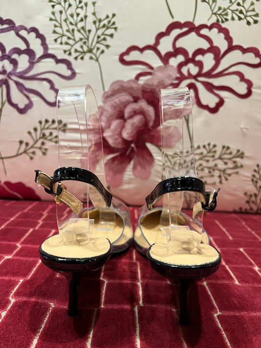 Slingback cuore , colore nero ecopelle e pvc
