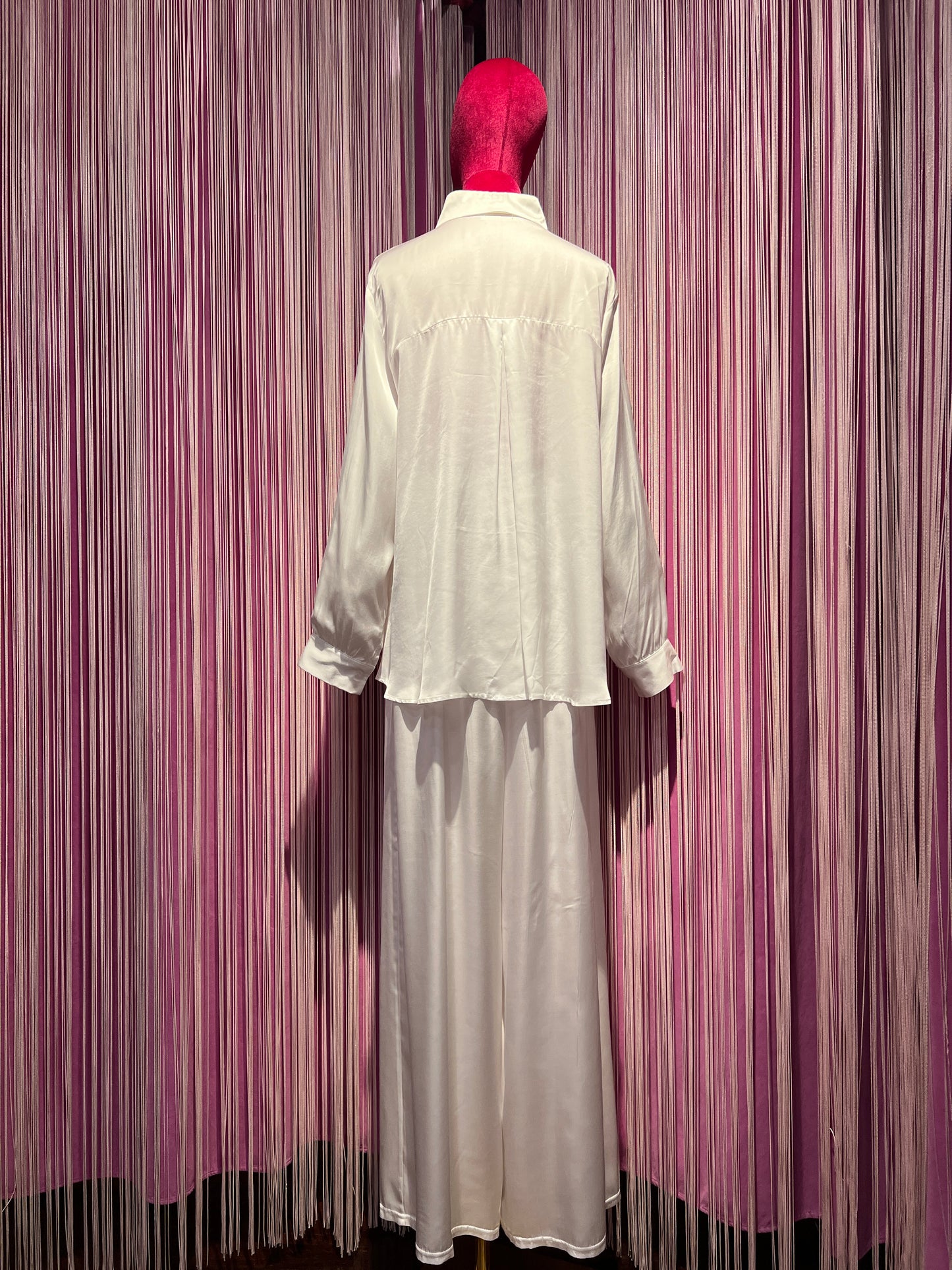Mon amour Paris completo in satin camicia e pantalone con elastico in vita e gamba ampia