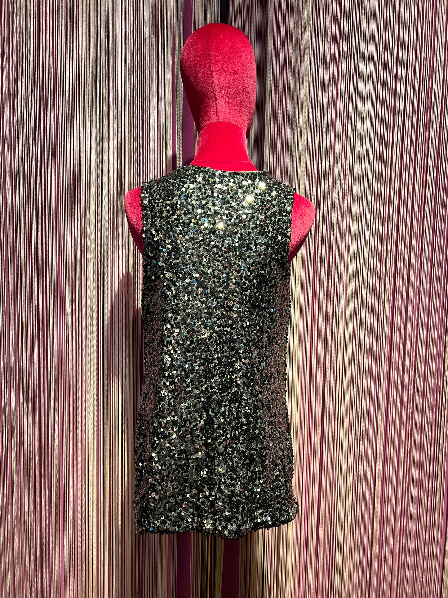 The room canotta paillettes scollo drappeggiato grigio scuro