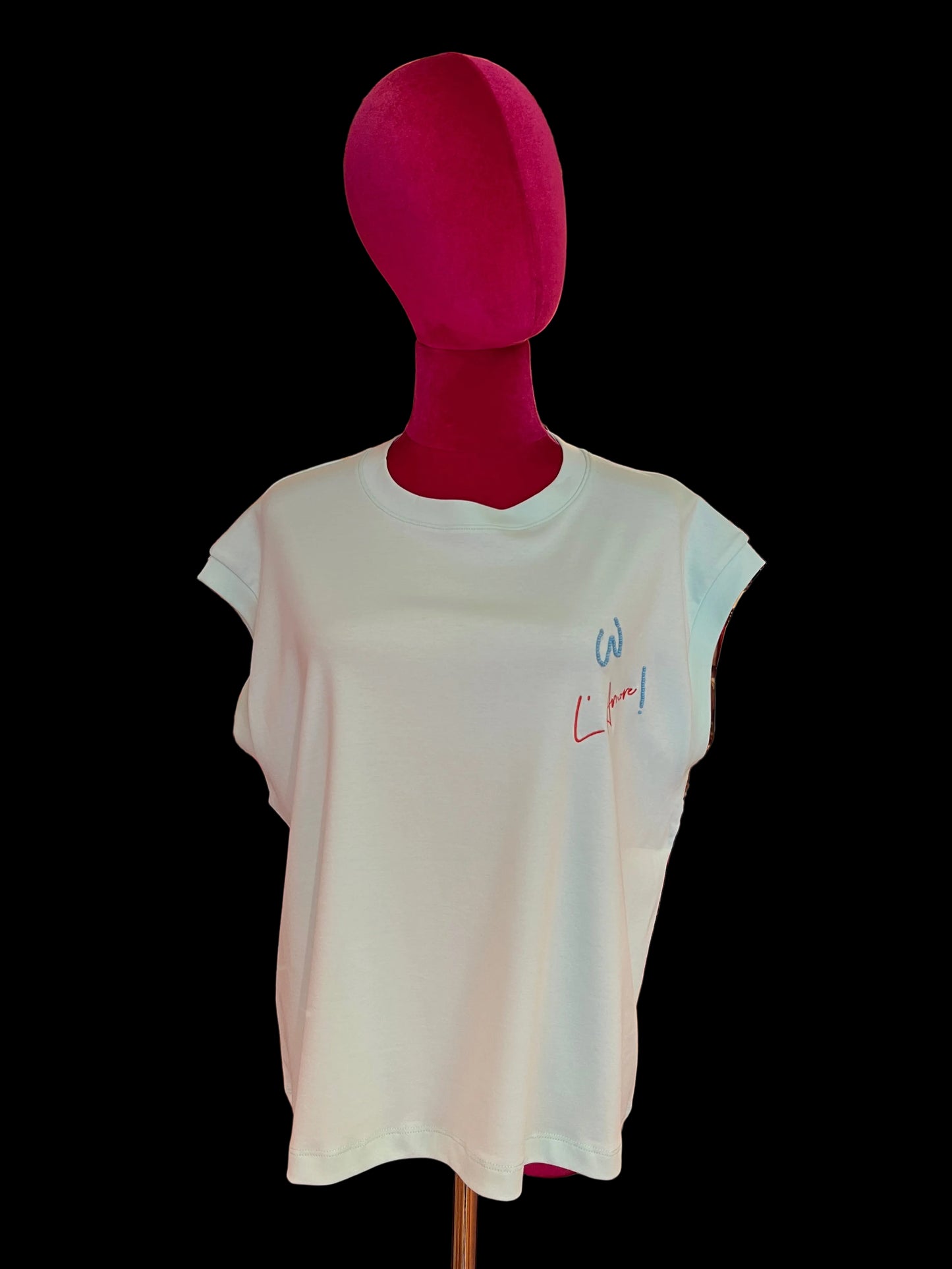 Sincere Paris t shirt senza maniche con scritta “ w l’amore !”