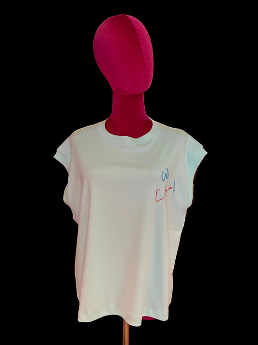 Sincere Paris t shirt senza maniche con scritta “ w l’amore !”