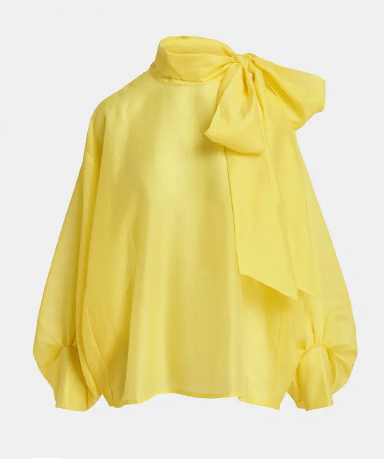 Essentiel antwerp camicia colletto con fiocco , manica a sbuffo , cerniera sui polsini gialla