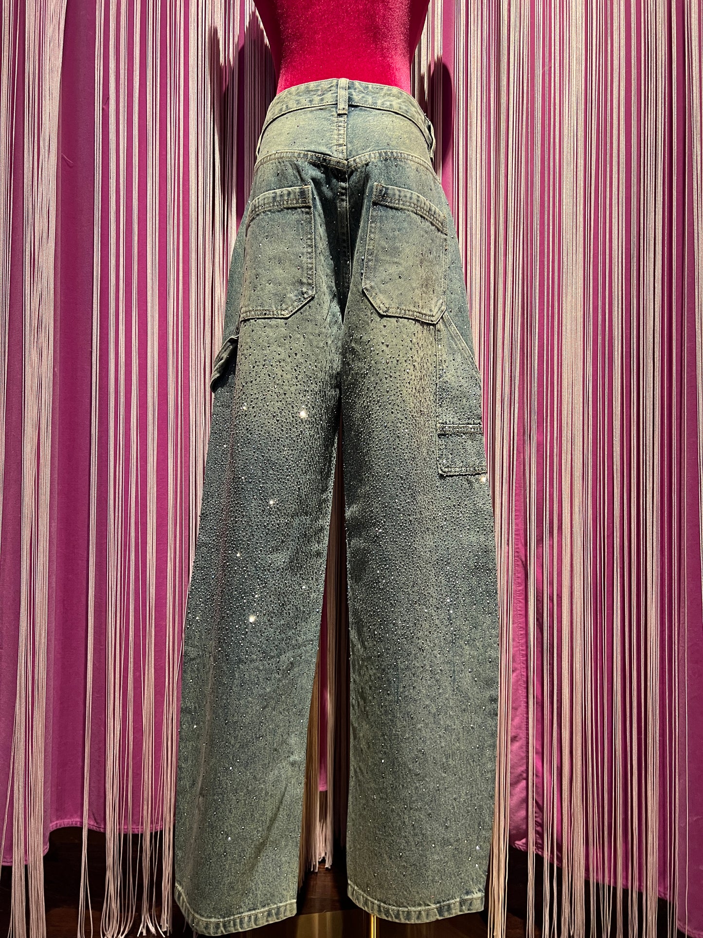 Love & roses jeans con cristalli