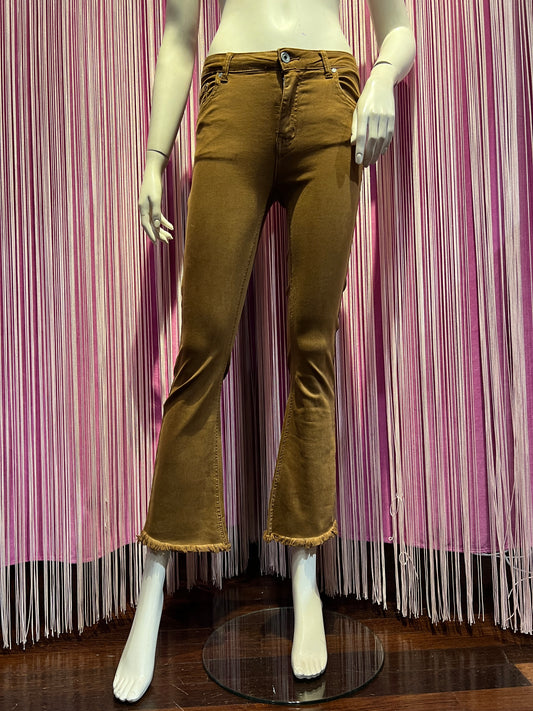 Mon amour Paris pantalone jeans terra di Siena  sfrangiato