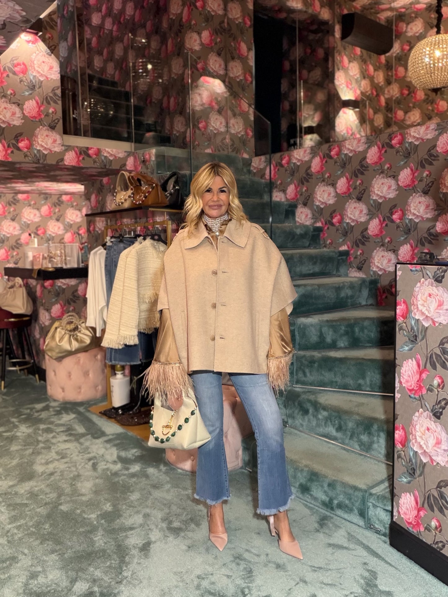 Mon amour Paris jeans denim chiaro zampetta sfrangiato elasticizzato