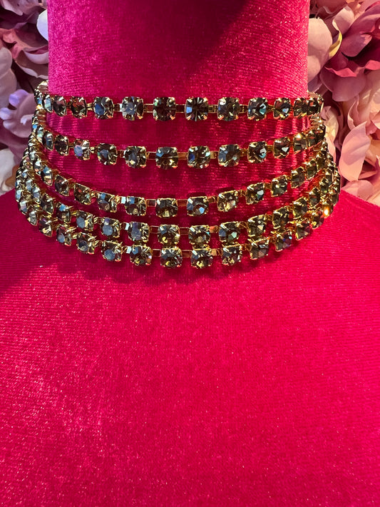 Choker 5 fili cristalli quarzo