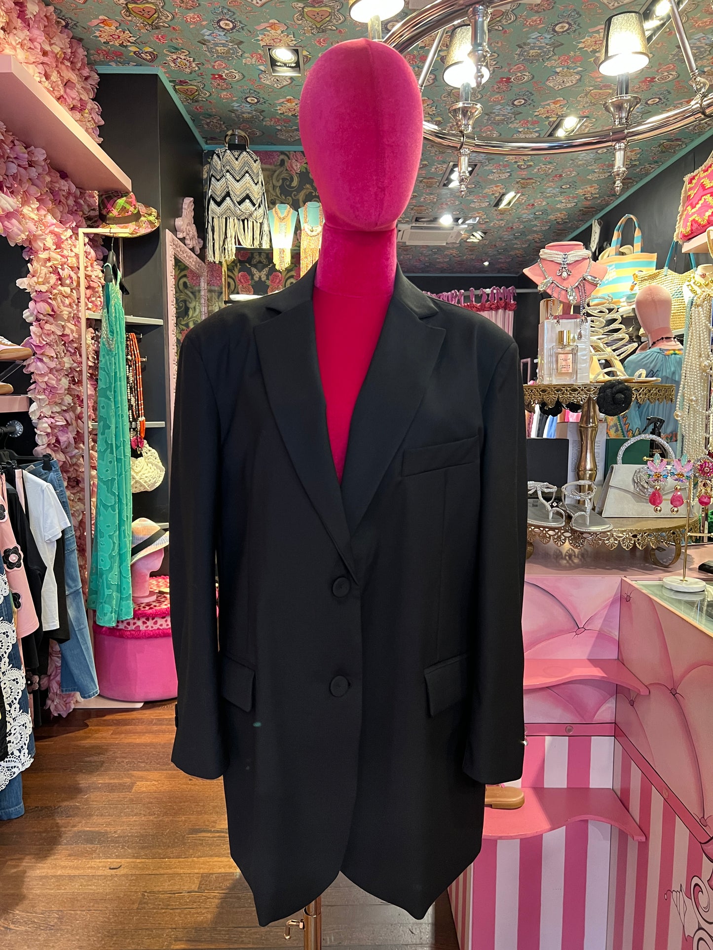 Pink memories giacca over nera con cintura pizzo