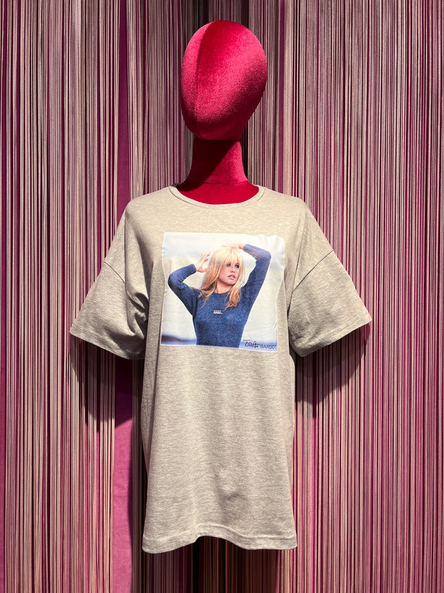 Brigitte Bardot t shirt grigio mélange con stampa foto B. B. Egerie
