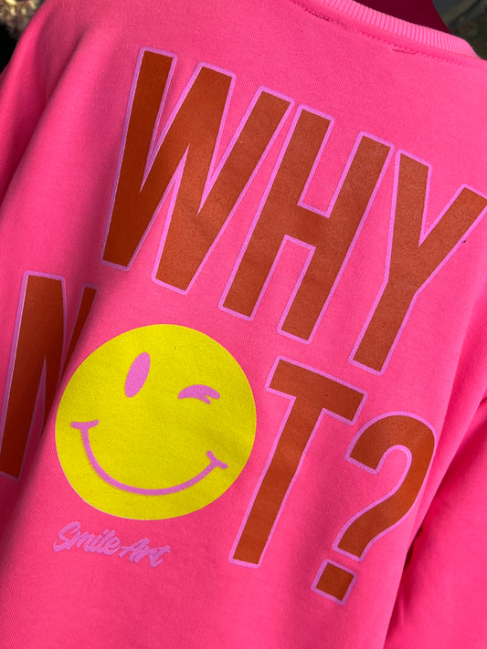 Mon amour Paris -20% di sconto felpa fucsia smile giallo “ whay not?”