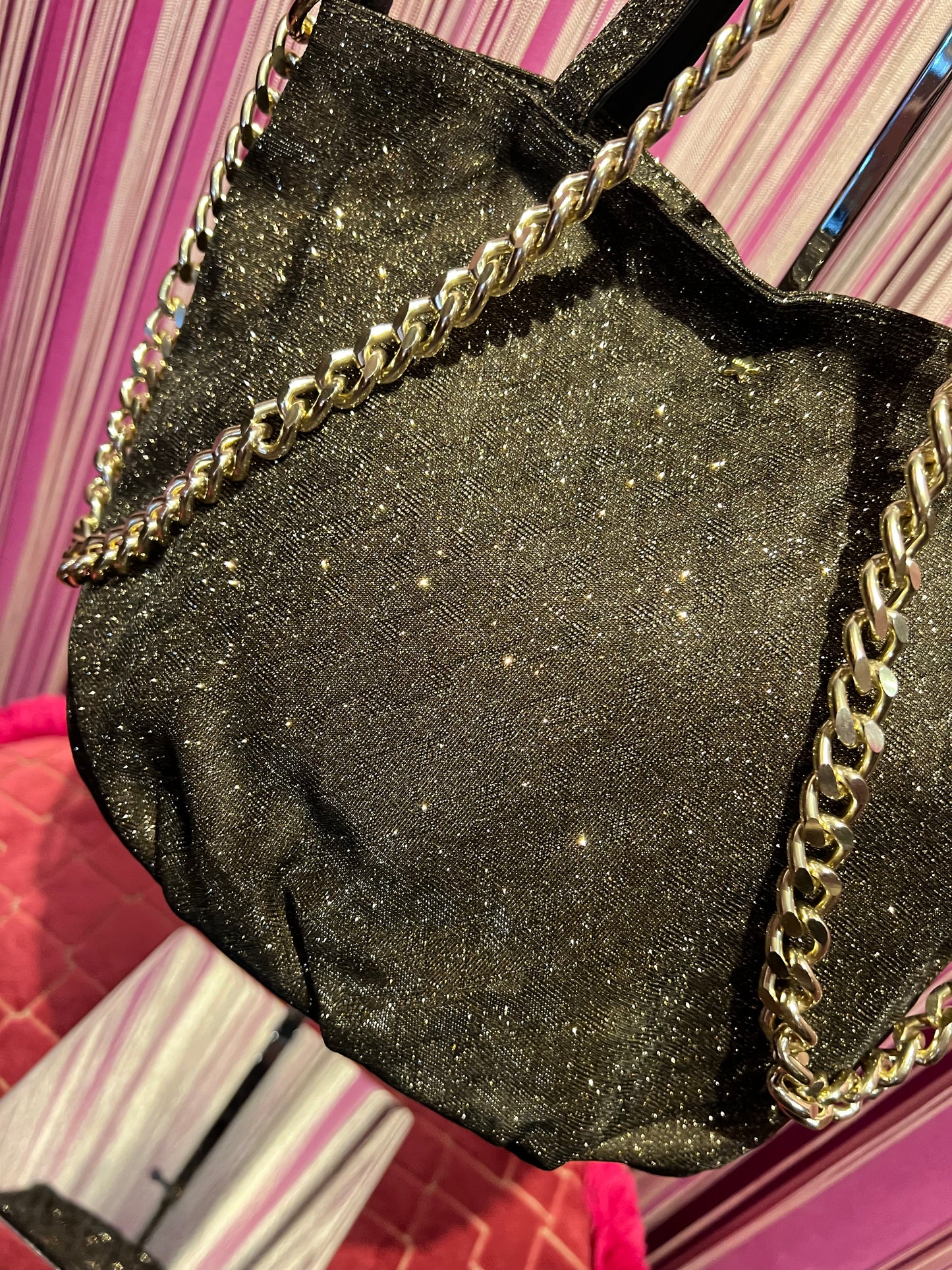 L’ Aura borsa glitter incroci bronzo con tracolla