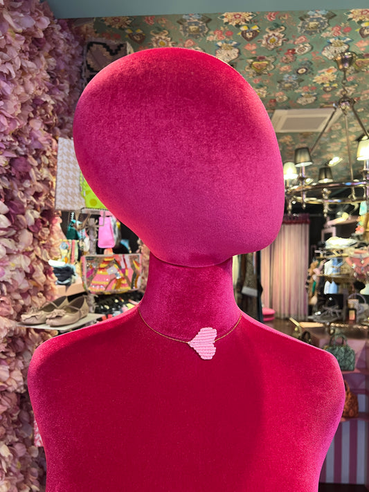 Collana cuore crochet regolabile rosa baby