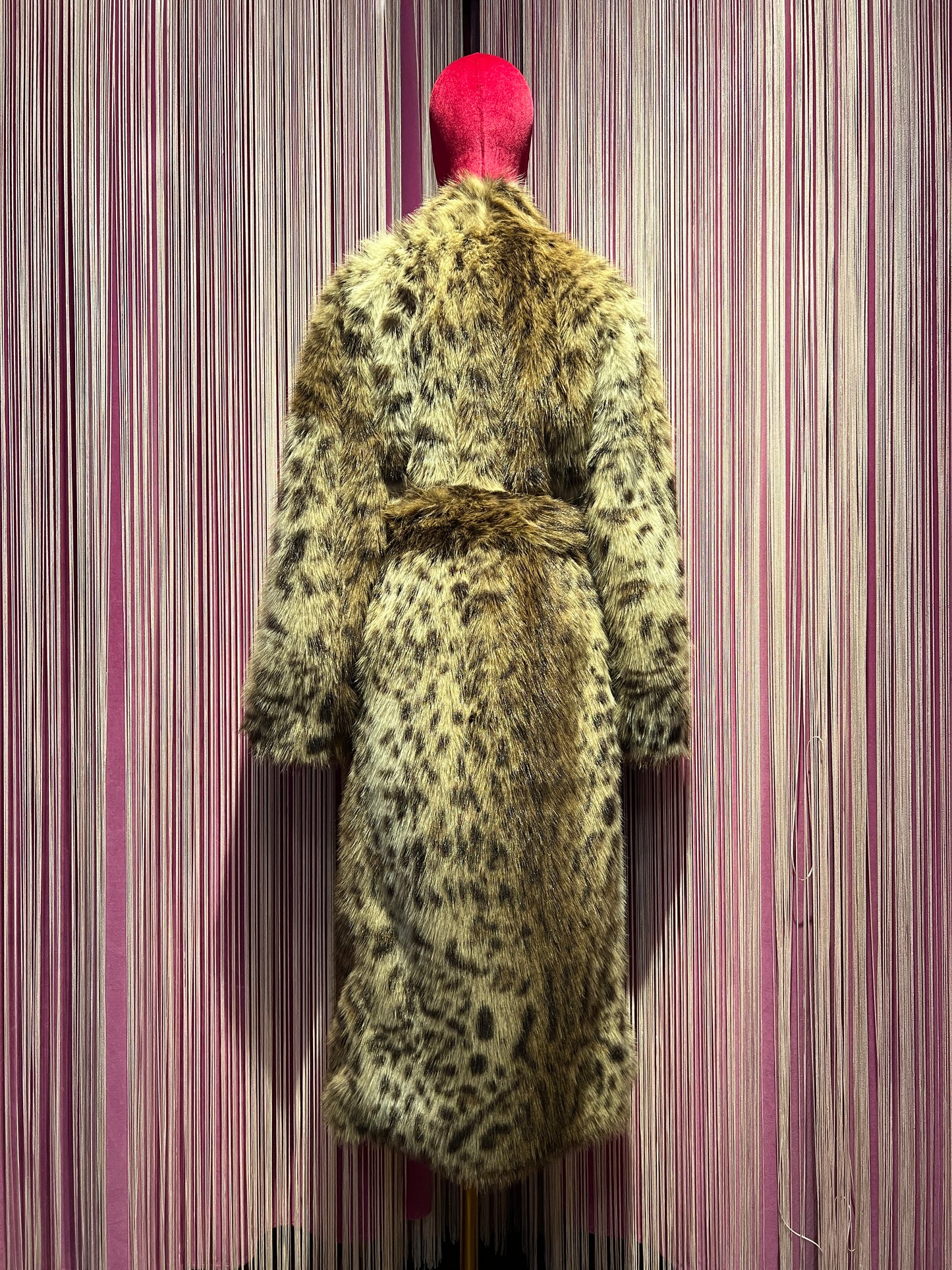 Bazar deluxe cappotto eco pelliccia animalier con cintura e fodera interna floreale