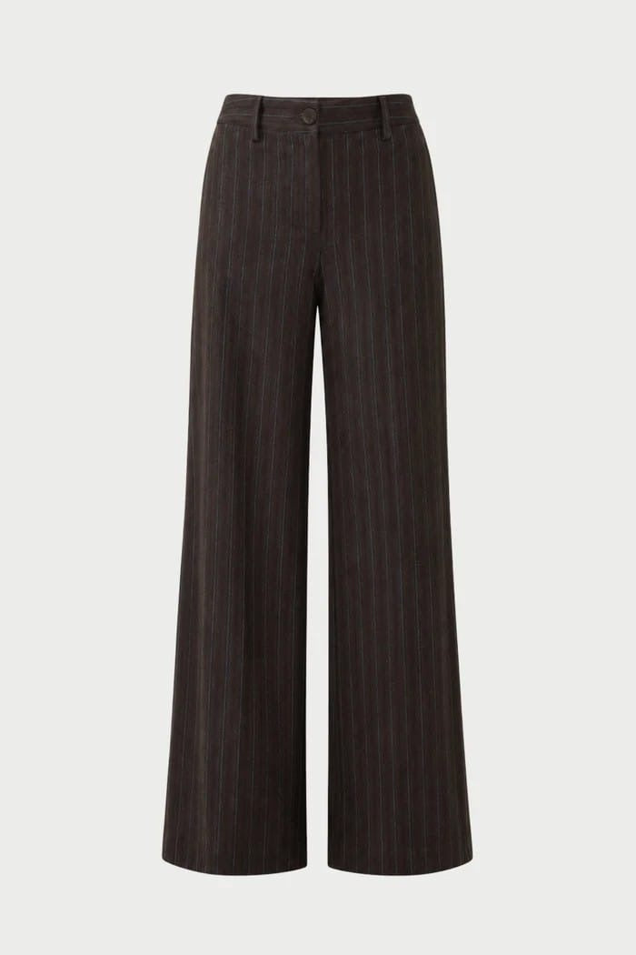 Pink memories pantalone gessato marrone e celeste