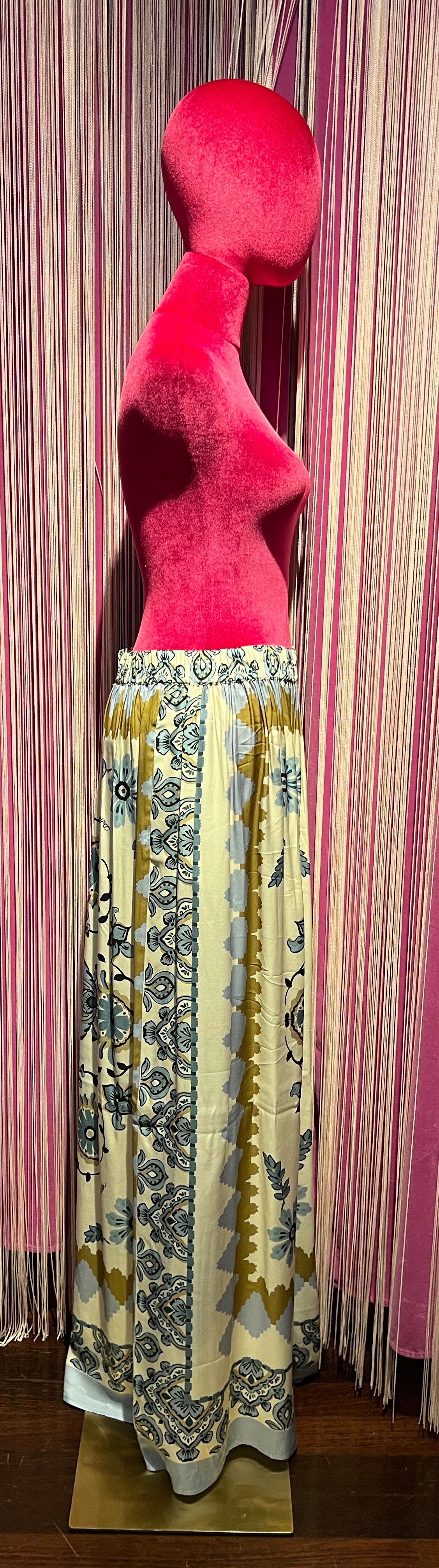 Dahlo -50% di sconto di sconto pantalone palazzo fantasia azzurro polvere