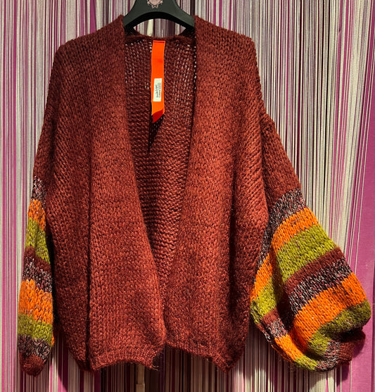 Colour Market cardigan m/rigata  ruggine sconto 50%