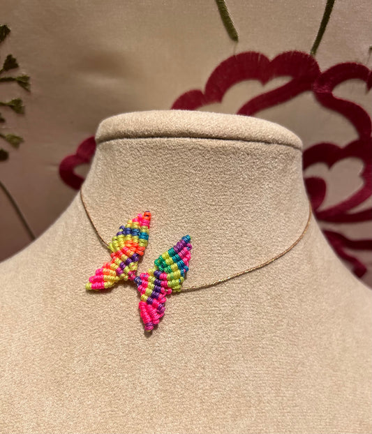 Collana farfalla crochet regolabile multicolor