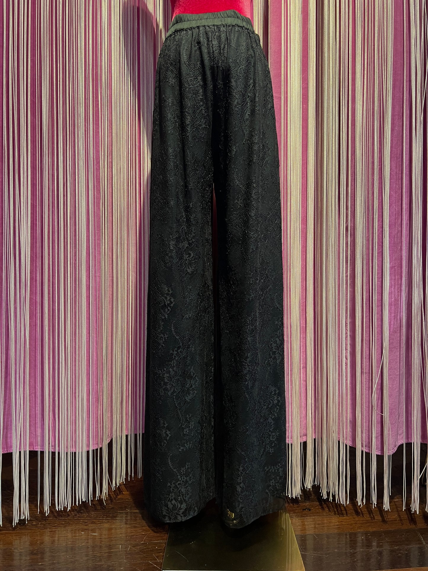 Dahlo pantalone palazzo in pizzo con elastico vita