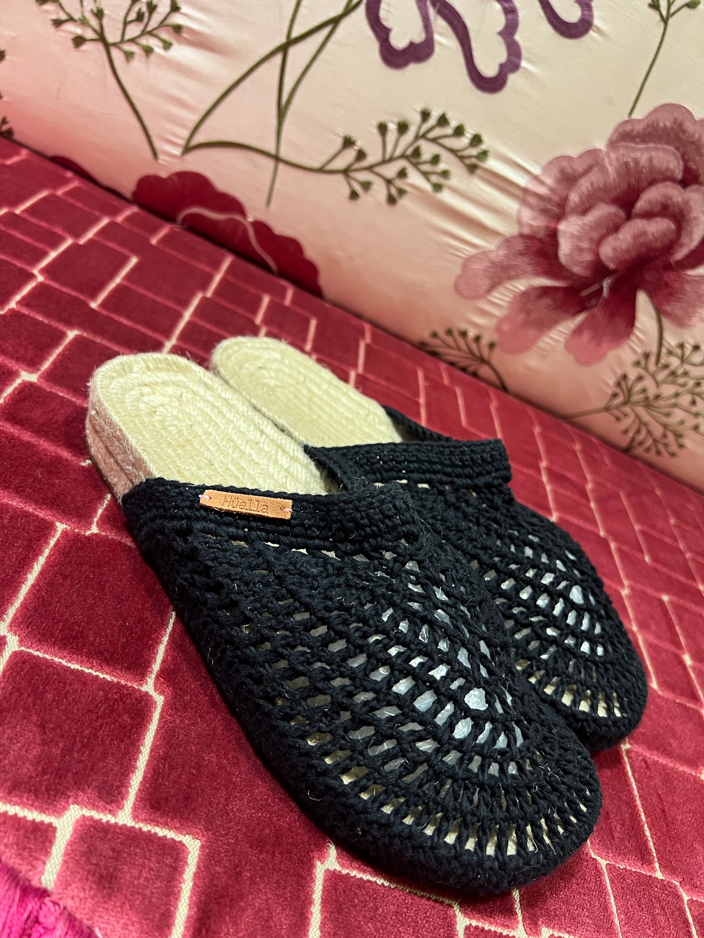 Huella espadrillas crochet nere aperte dietro