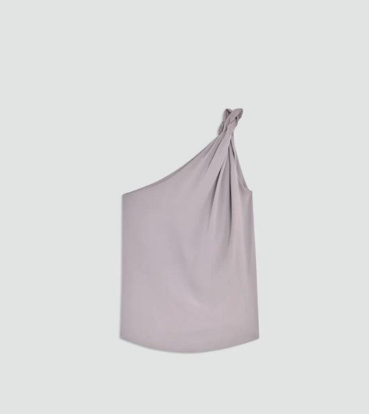 Semicouture top Felipa monospalla grigio nebbia