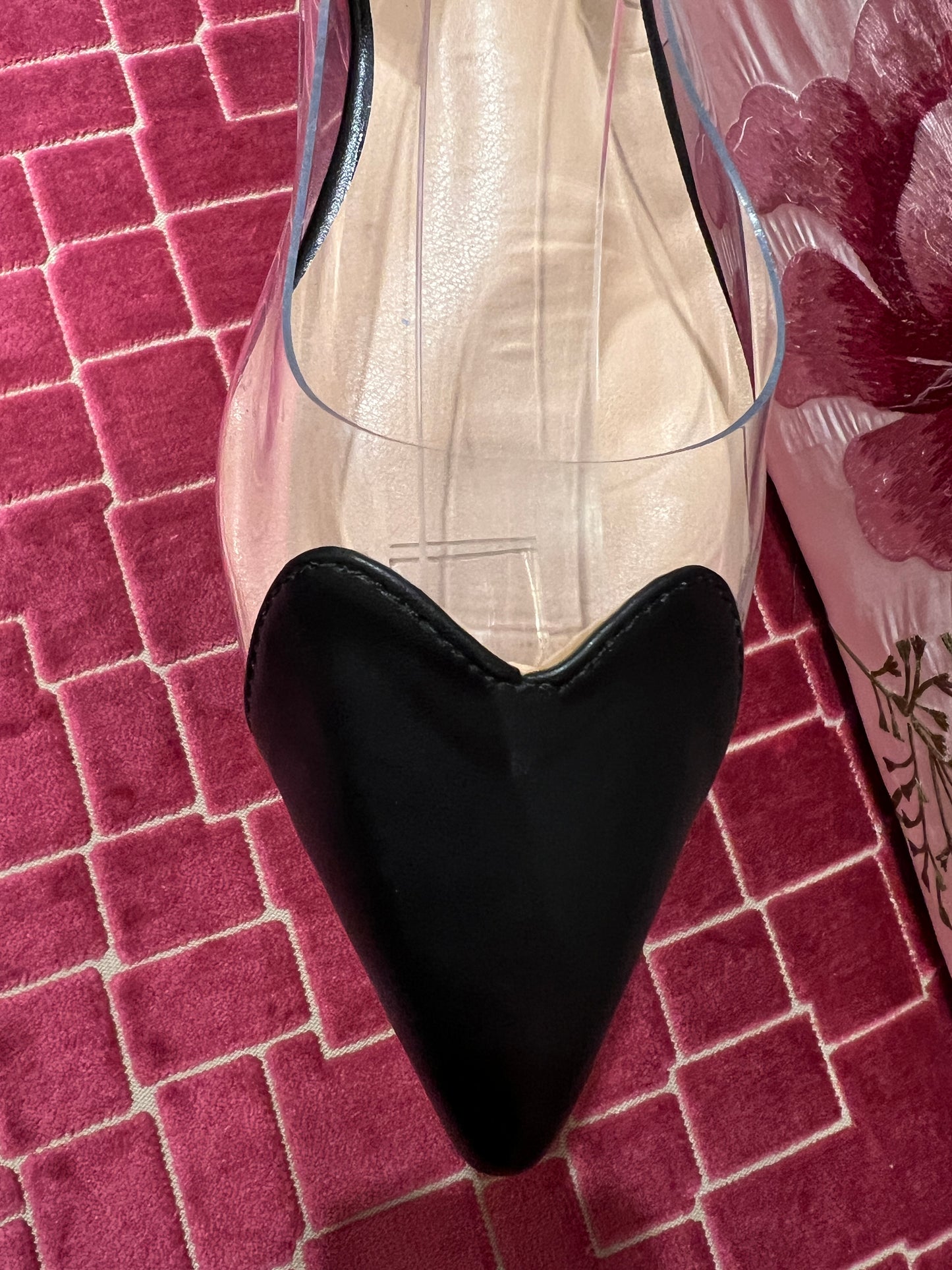 Love & roses ballerina cuore slingback vernice nero e pvc
