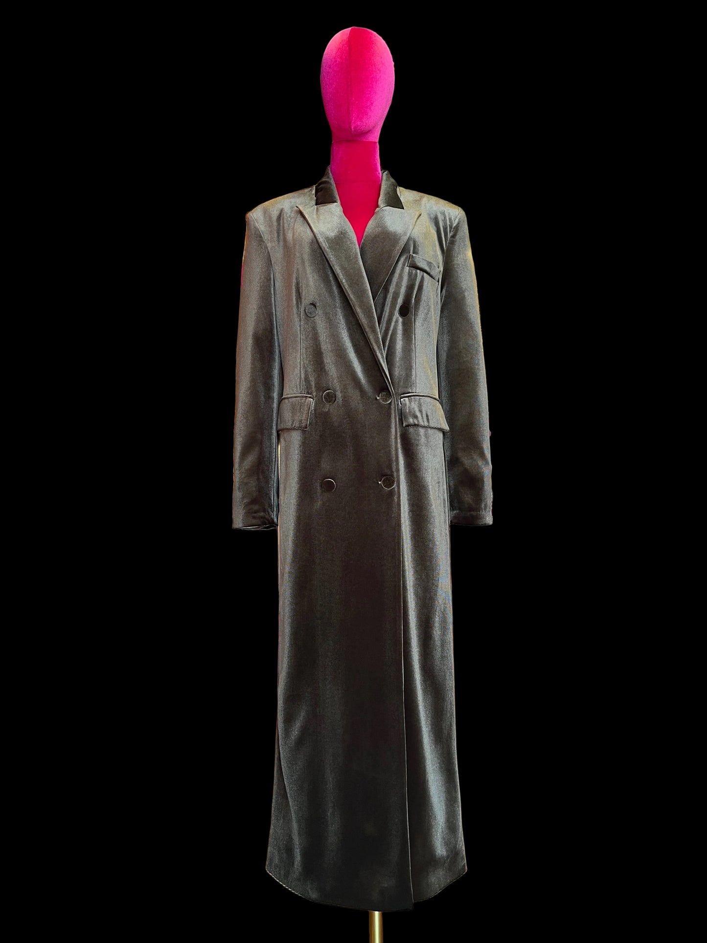 Don’t @me cappotto doppiopetto lungo di velluto marrone chiaro