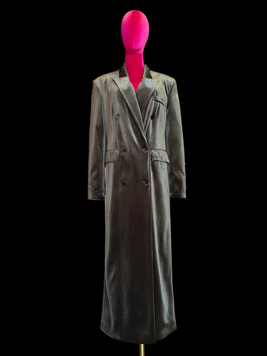 Don’t @me cappotto doppiopetto lungo di velluto marrone chiaro