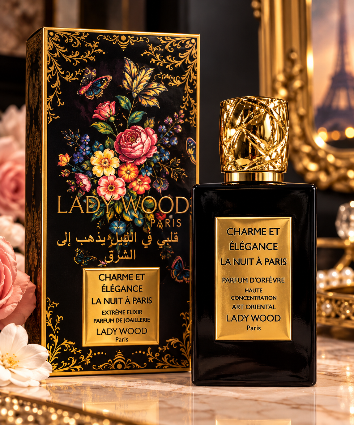 Lady Wood Paris profumo charme et elegance la nuit a Paris ,extreme elixir parfum de joaillerie, eau de parfum 100 ml
