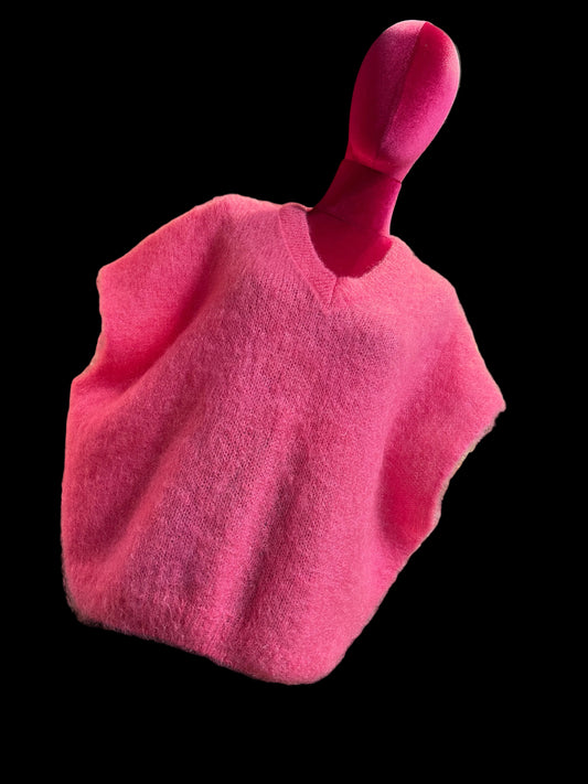 Love & roses completo gilet over mohair rosa bubble e gonna a sirena in satin  cioccolato fondente