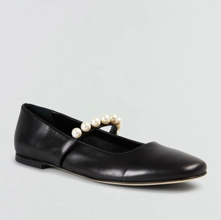 Semicouture -20% di sconto ballerina nera in nappa sfoderata con perle