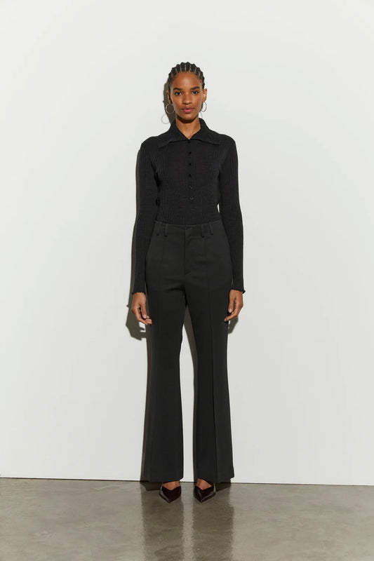 Isabelle Blanche Paris pantalone a zampa con ripresa davanti colore antracite