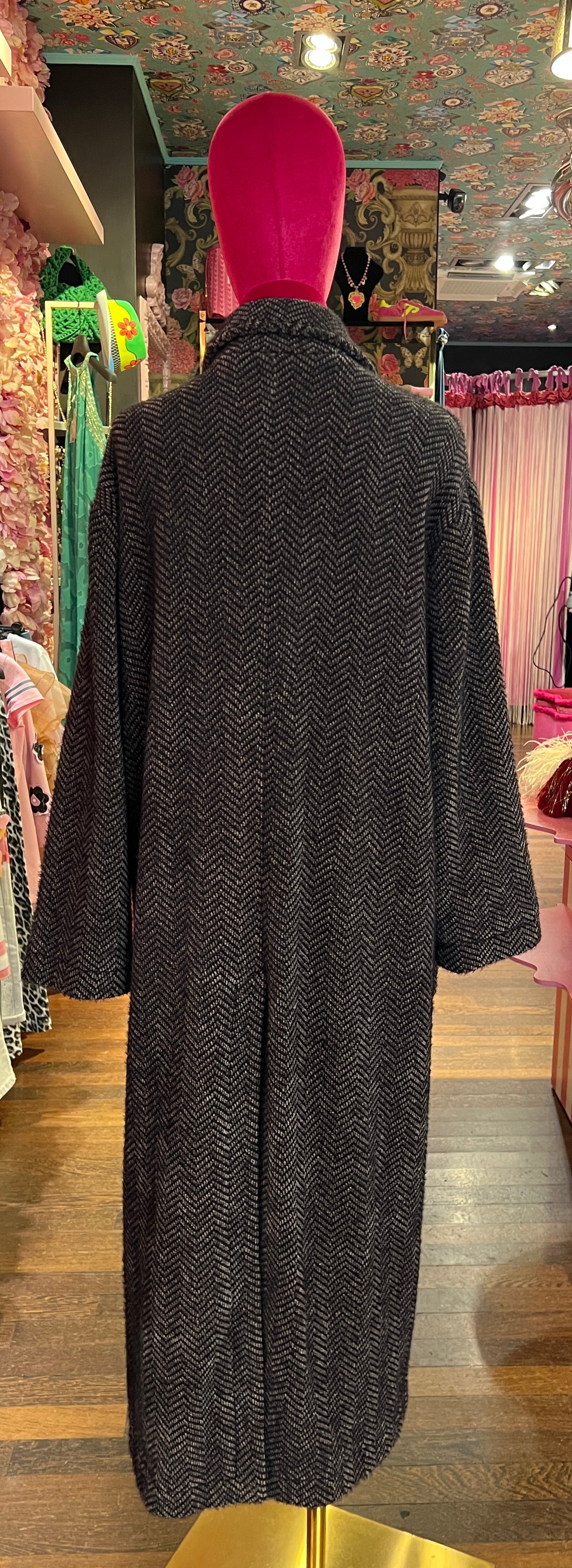 Pink memories cappotto doppiopetto spigato marrone e nero