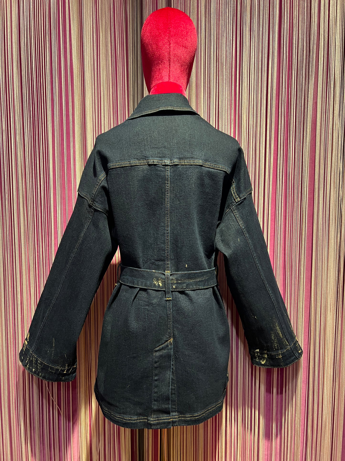 ABpink 🩷 giacca denim con cintura applicazioni patch stelle  tasche con frange