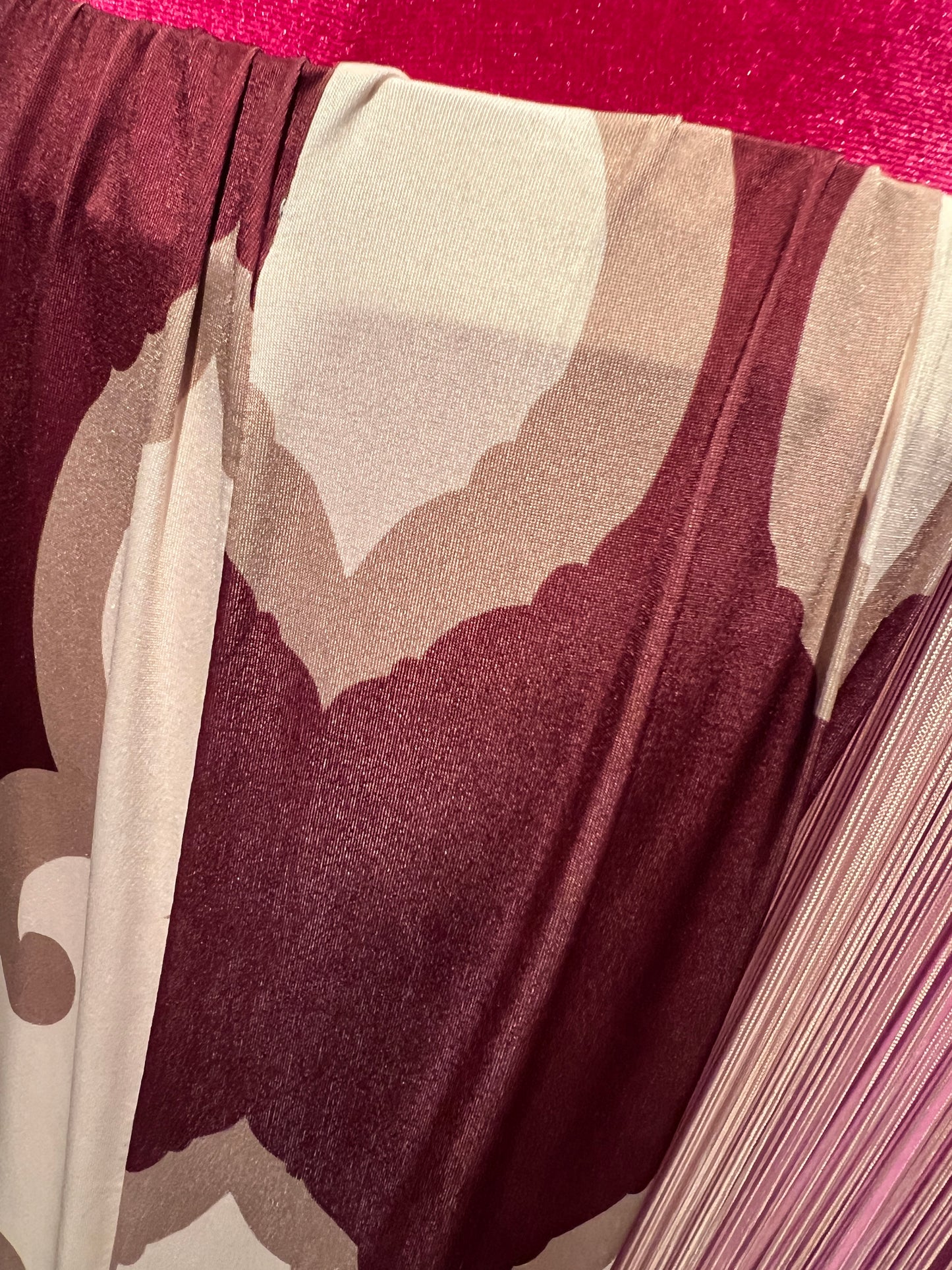 Mon amour Paris completo top e pantalone in viscosa fantasia burgundi avorio e beige
