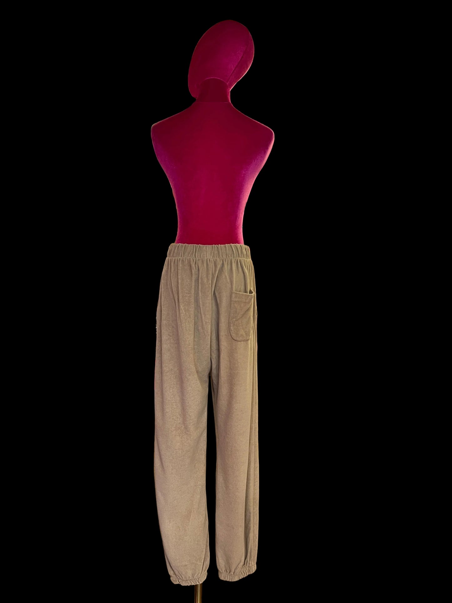 Pink memories completo in spugna felpa con applicazioni fiori paillettes e pantalone jogger con elastico in vita cammello