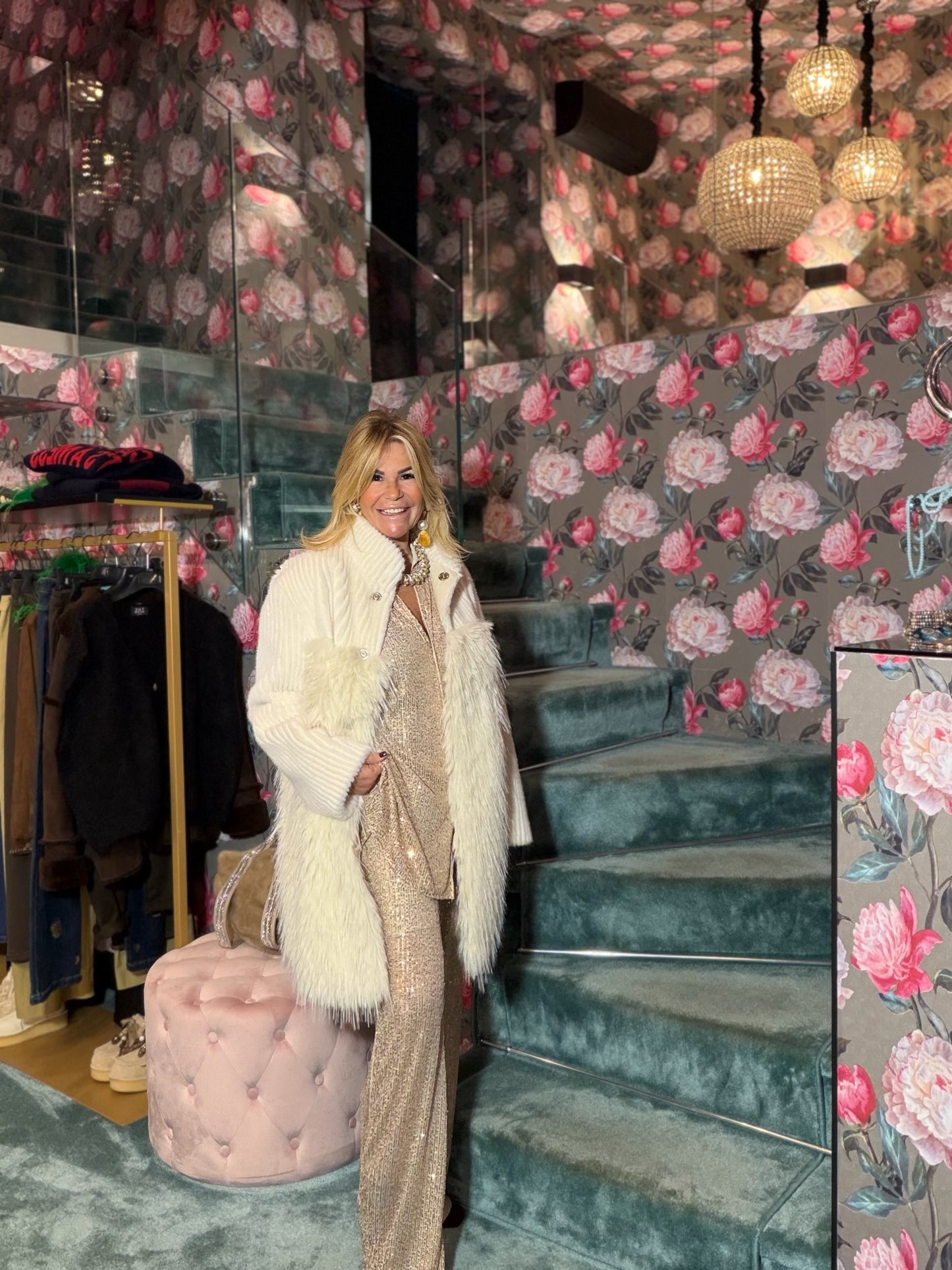 Uncommon giacca cappotto ecopelliccia panna