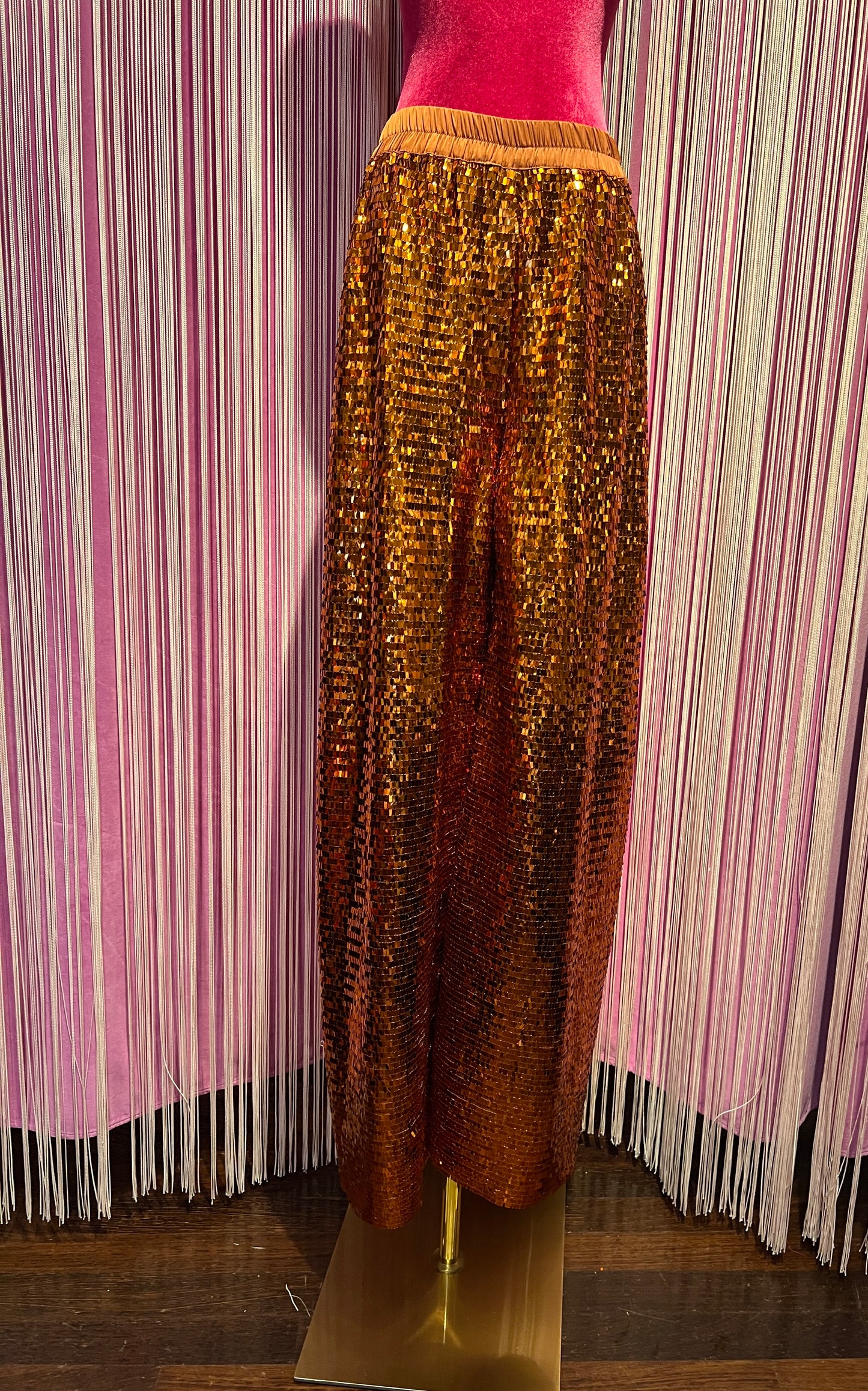 Dahlo pantalone a palazzo di paillettes ruggine