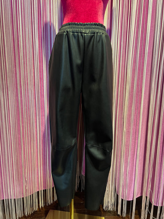 Mon amour Paris pantalone ecopelle con elastico nero