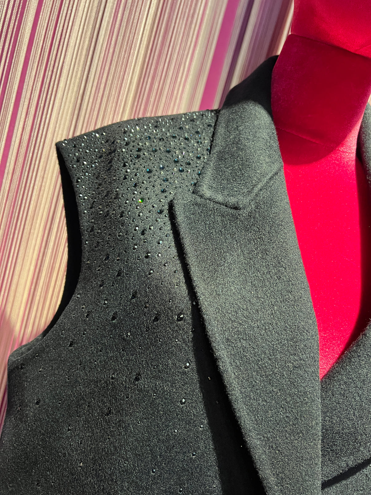 5 Progress gilet doppiopetto blu scuro con cristalli lana e cachemire