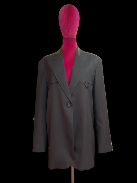 SU official blazer oversize monopetto cioccolato con collo a lancia