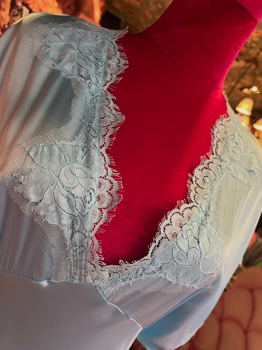 Pink memories -40%abito lungo mezze maniche con pizzo turchese