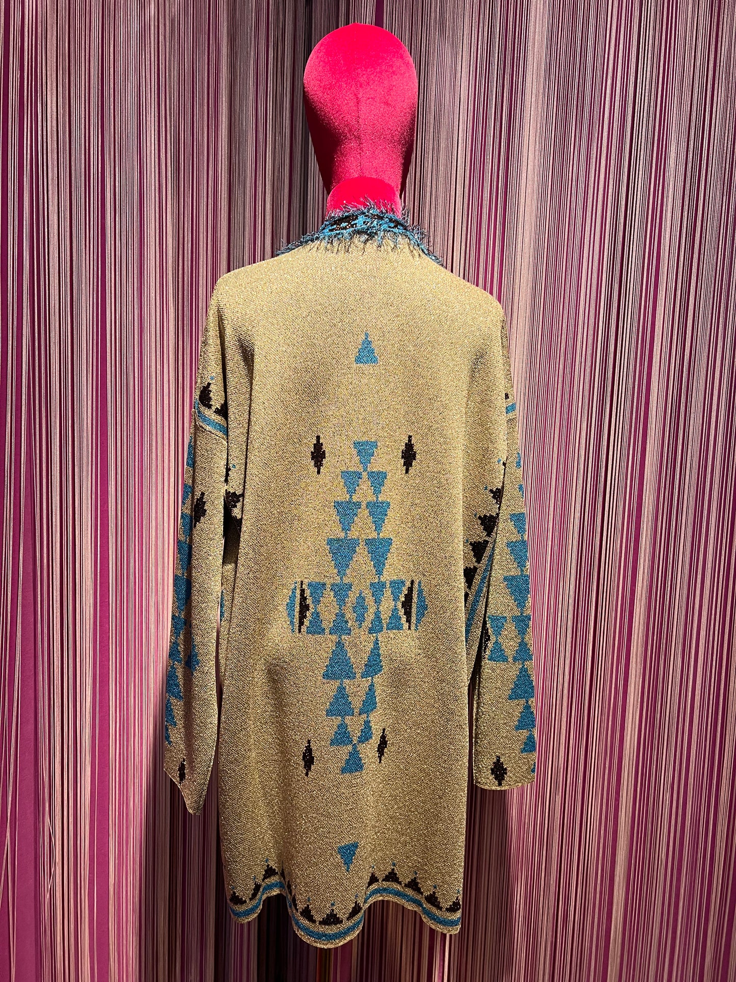 Colour Market meno 50% cardigan lurex navajo oro/turchese