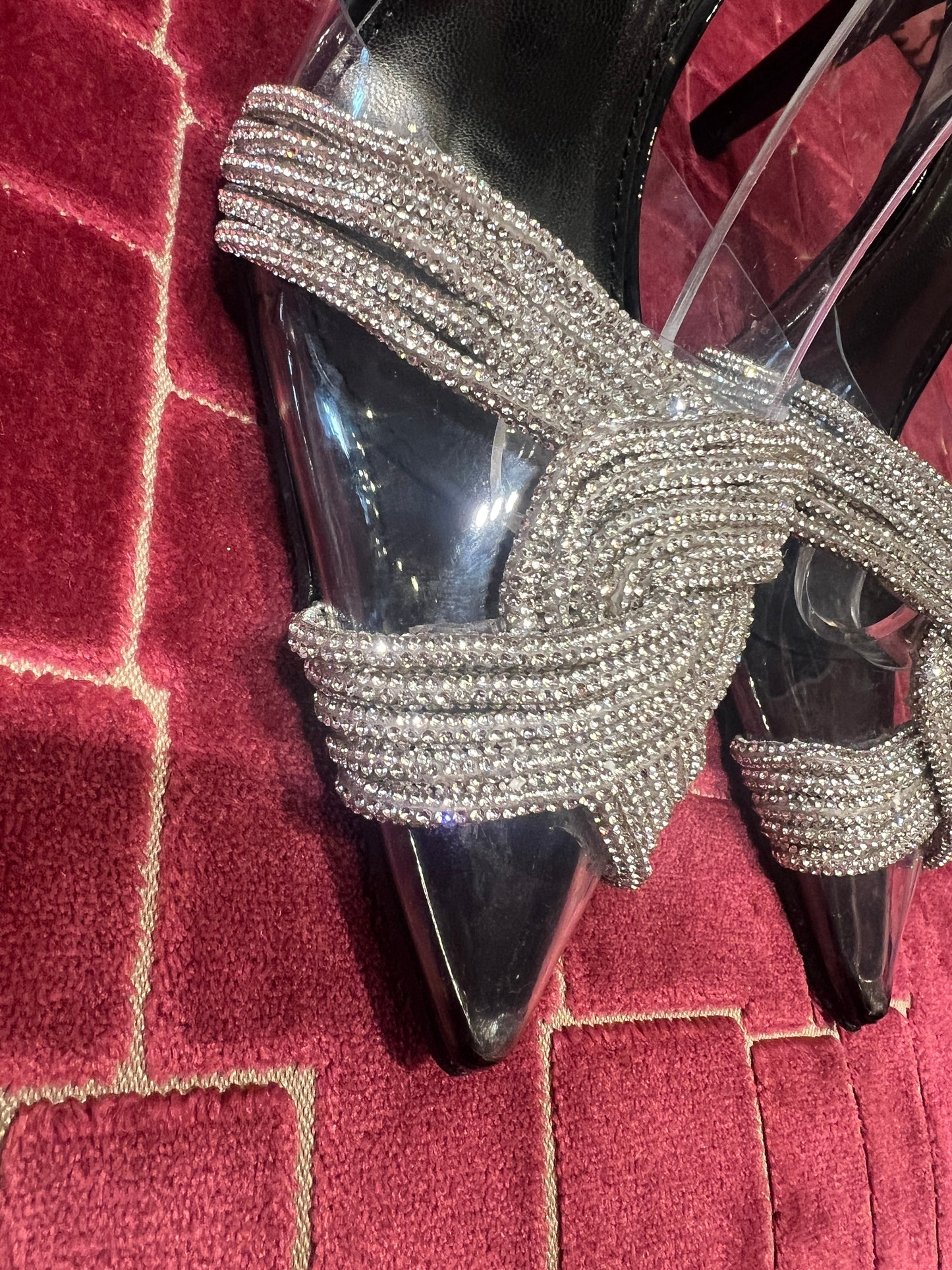 Love & roses scarpe Slingback con incrocio cristalli e pvc