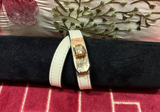 Bracciale vera pelle avorio