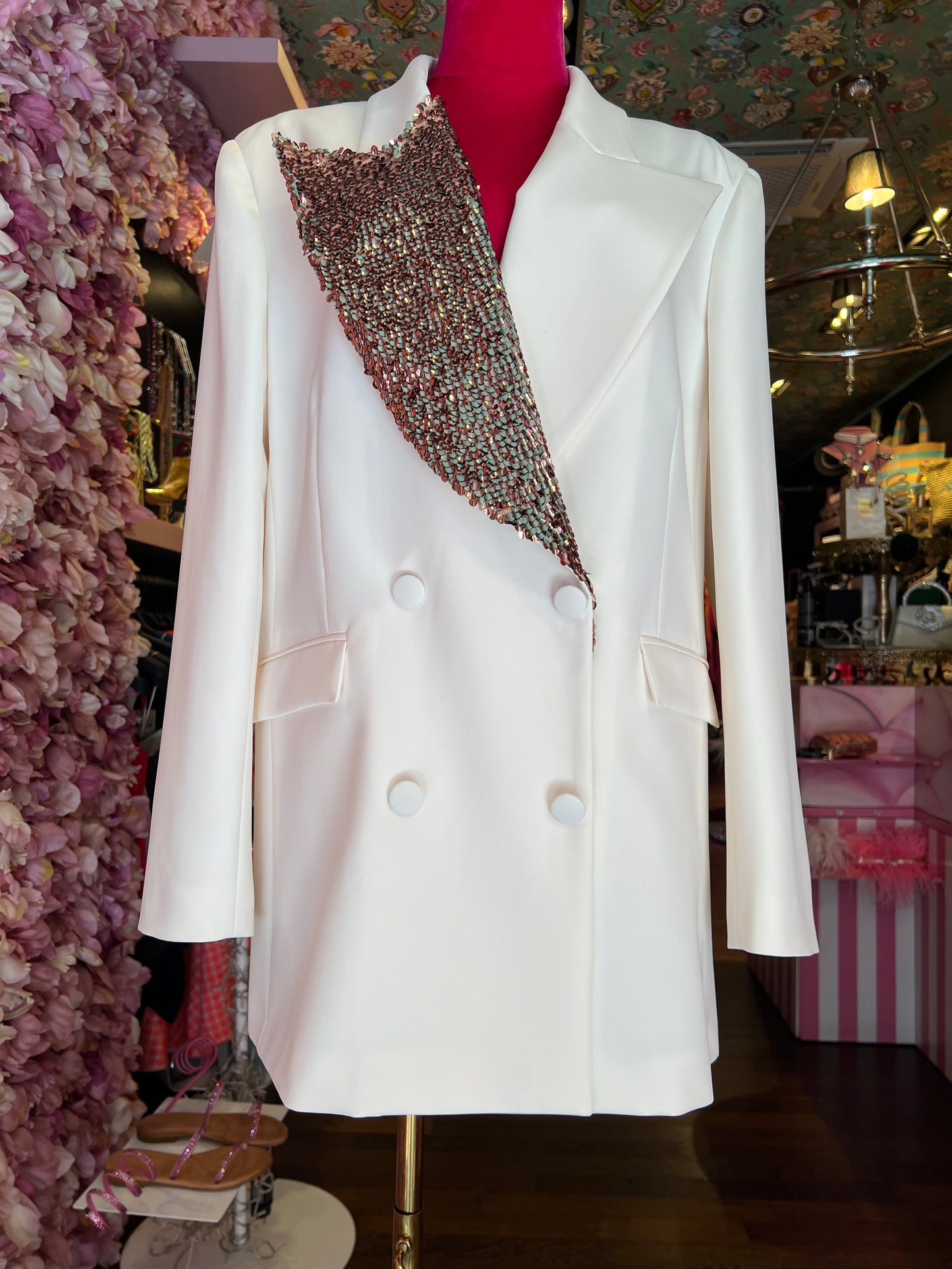 Silence Limited sconto -30% blazer doppiopetto con decorazioni paillettes bronzo