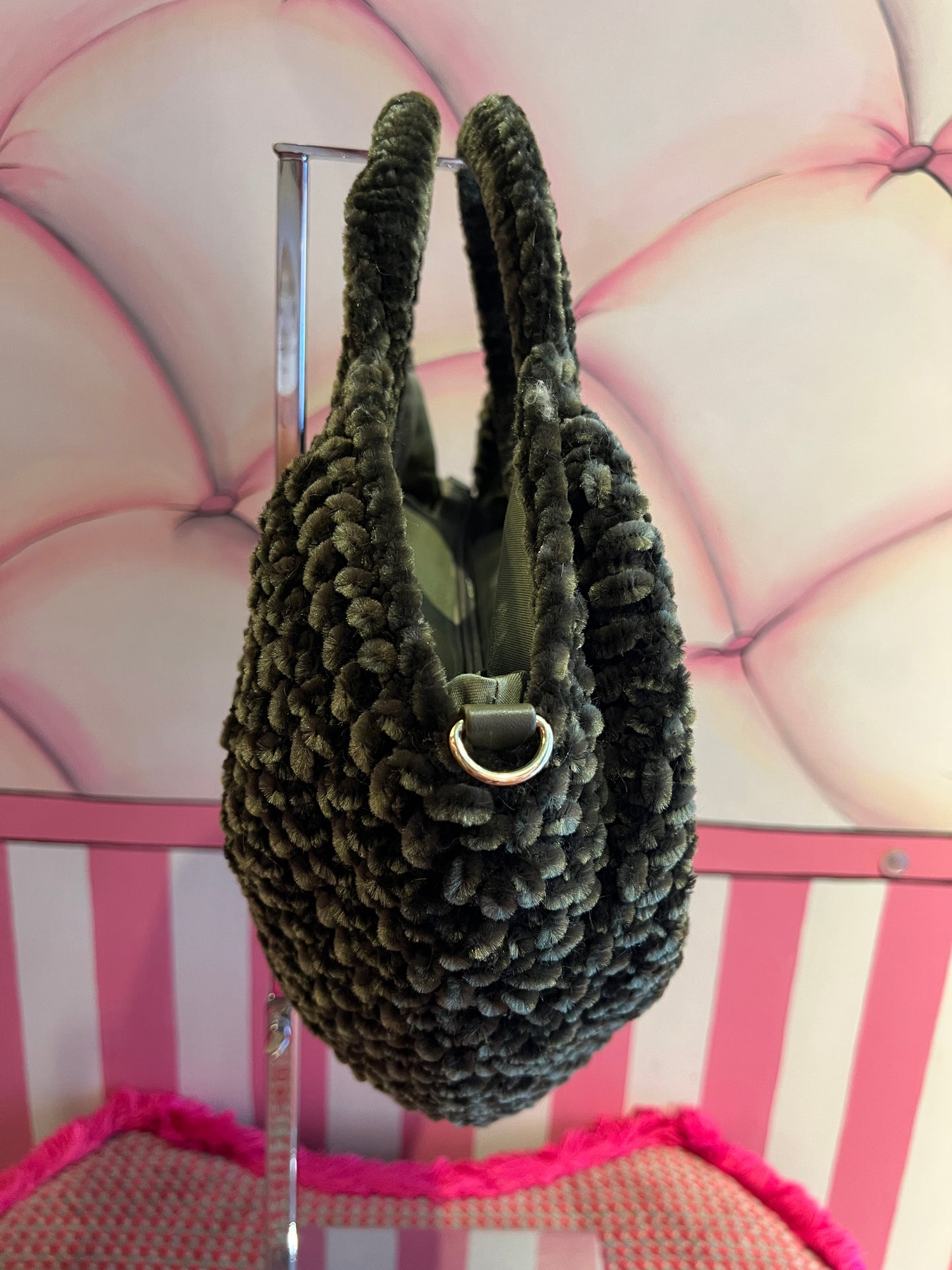 Love & roses borsa tricot verde oliva con tracolla