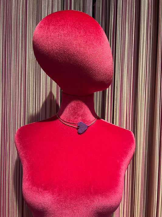 Collana cuore crochet regolabile viola