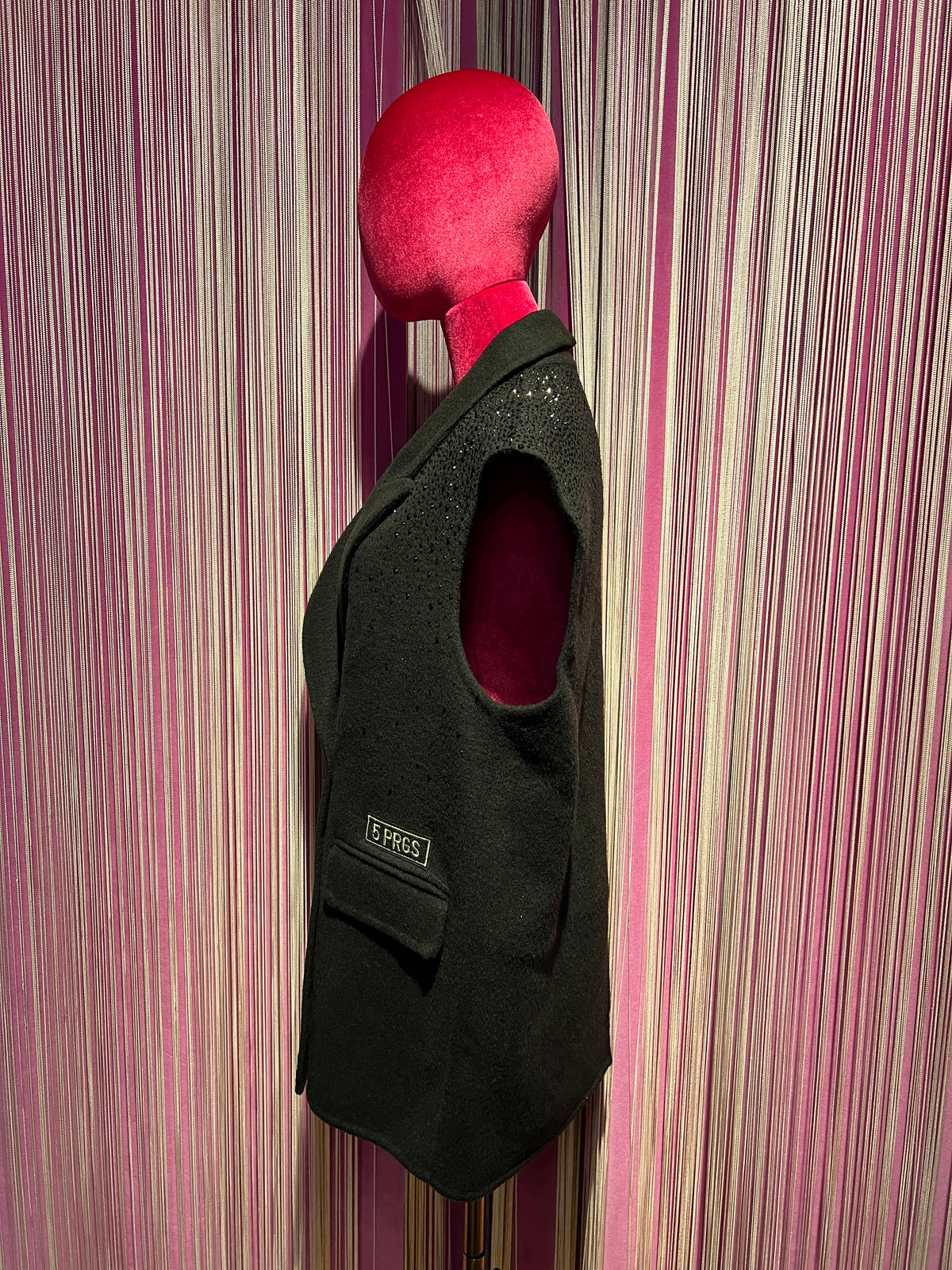 5 Progress gilet doppiopetto nero con cristalli lana e kashmir