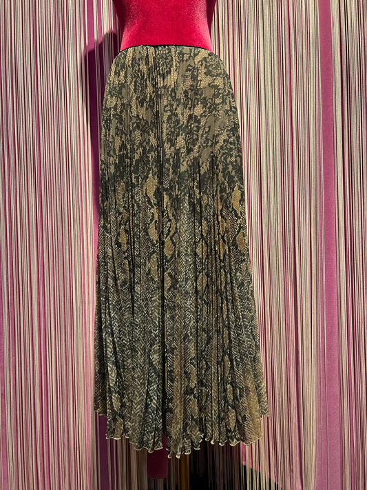 Ermanno Scervino gonna plissettata in georgette stampa pizzo e animalier e vita elastica